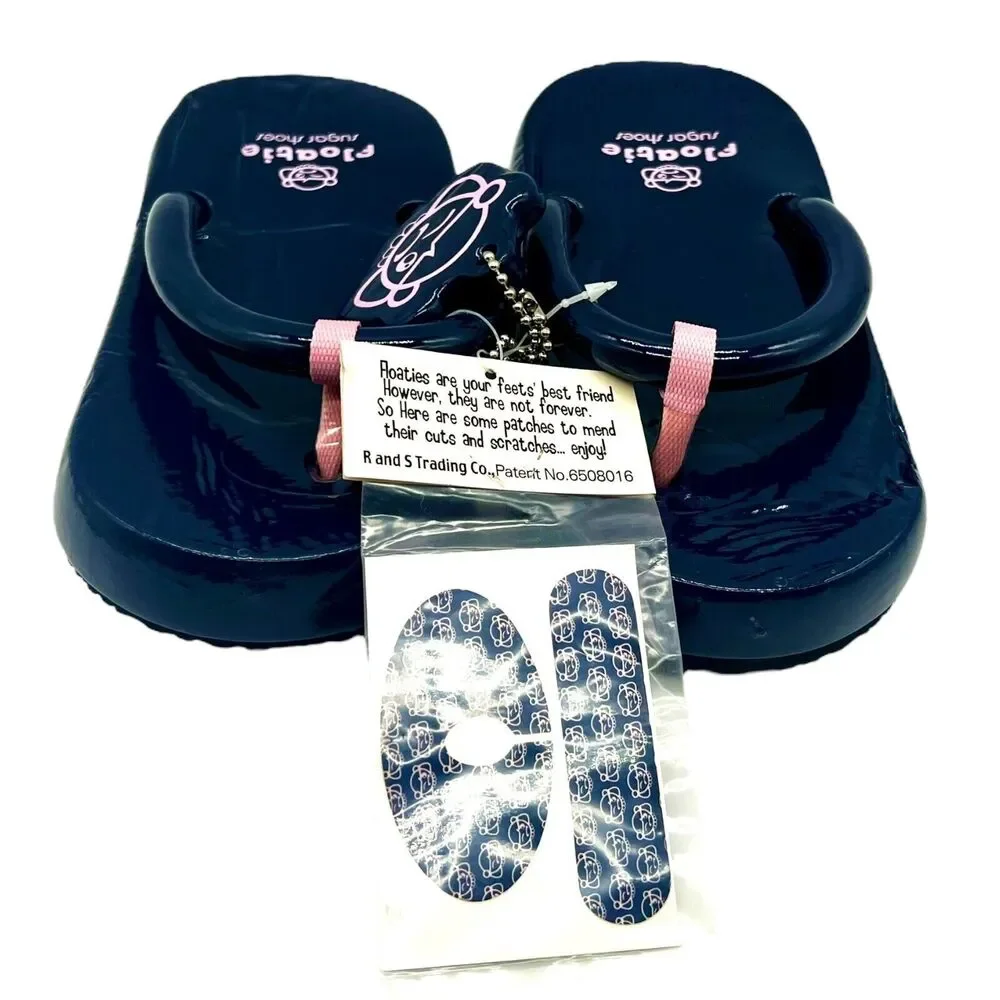 Floatie Sugar Shoes YTK Navy Blue Flip Flops Bear Charm Repair Kit Size Small - Picture 2 of 8